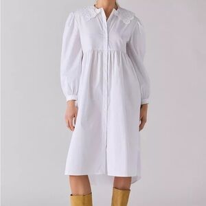 Glamorous Eyelet Lace Collar Babydoll Midi Dress